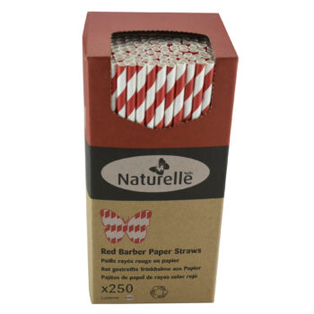 Straws:  Paper  8" Red & White Barber  250