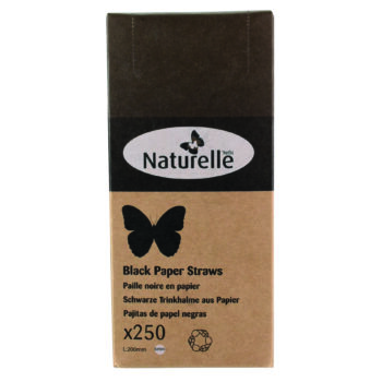 Straws:  Paper Black  8" 250