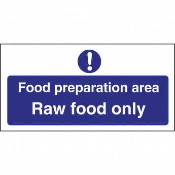 Food Preparation Area Raw Food Only Sign