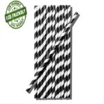 Straws: 8" Black & White Stripe Paper