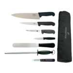 Cooks Knife, Fillet Knife, Palette Knife, Boning Knife, Paring Knife, Steel, Peeler and Wallet
