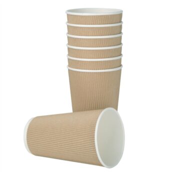 Fiesta Recyclable Hot Cup Ripple Wall Kraft 16oz (Sleeve 25)