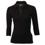Chef Works Ladies Black V-Neck 3/4 Sleeve Jersey Waiting T-Shirt 
