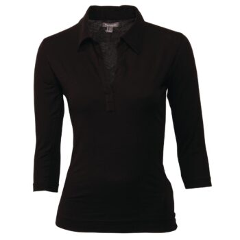Chef Works Ladies Black V-Neck 3/4 Sleeve Jersey Waiting T-Shirt 