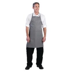 Chef Works Adjustable Neck Bib Apron with Pockets Grey