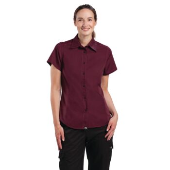 Chef Works Ladies Merlot Cool Vent Chef Shirt Polycotton -