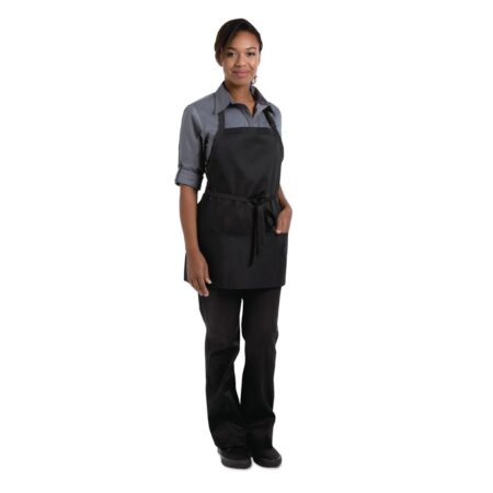 Chef Works Three Pocket Short Bib Apron Black