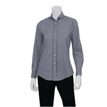 Chef Works Womens Dark Navy Gingham Dress Shirt (W500BWK)