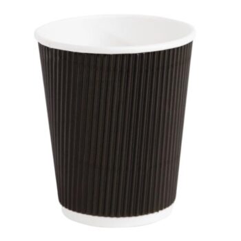 Fiesta Recyclable Hot Cup Ripple Wall Black 8oz (Box 500)