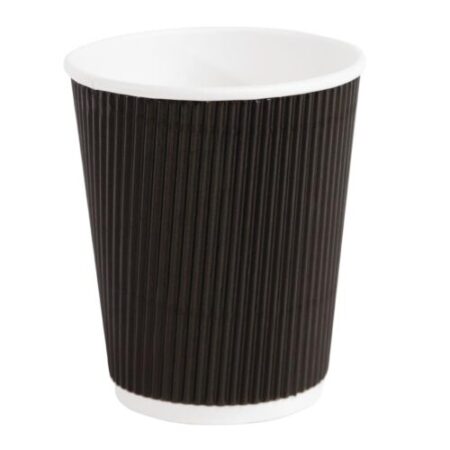 Fiesta Recyclable Hot Cup Ripple Wall Black 8oz (Box 500)
