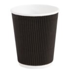 Fiesta Recyclable Hot Cup Ripple Wall Black 8oz (Box 500)
