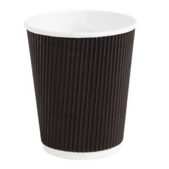 Fiesta Recyclable Hot Cup Ripple Wall Black 8oz (Box 500)