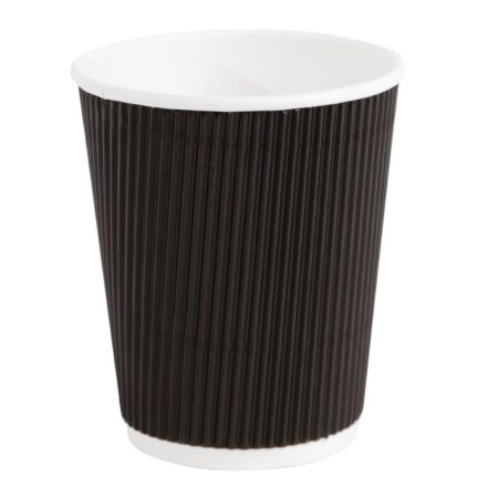 Fiesta Recyclable Hot Cup Ripple Wall Black 8oz (Box 500)