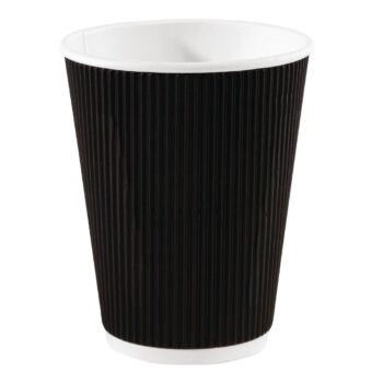 Fiesta Recyclable Hot Cup Ripple Wall Black 12oz (Sleeve 25)