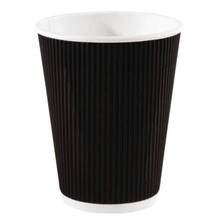 Fiesta Recyclable Hot Cup Ripple Wall Black 12oz (Sleeve 25)