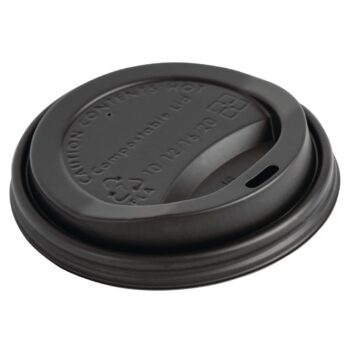 EDLP Fiesta Compostable Lid for Hot Cups- Black 12oz/16oz (Box 1000)
