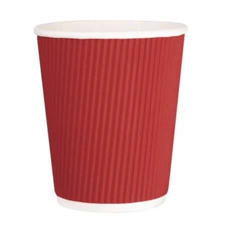 Fiesta Recyclable Hot Cup Ripple Wall Red 8oz (Sleeve 25)