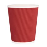 Fiesta Recyclable Hot Cup Ripple Wall Red 8oz (Box 500)