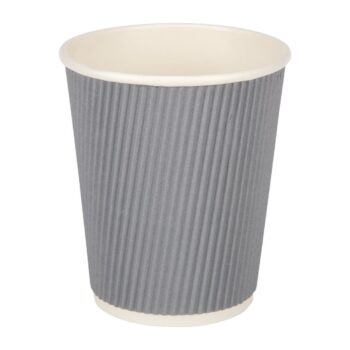 Fiesta Recyclable Hot Cup Ripple Wall Charcoal 8oz (Box 500)