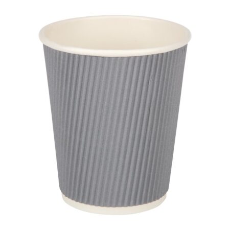 Fiesta Recyclable Hot Cup Ripple Wall Charcoal 8oz (Box 500)