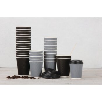 Fiesta Recyclable Hot Cup Ripple Wall Black 12oz (Box 500)