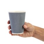 Fiesta Recyclable Hot Cup Ripple Wall Charcoal 12oz (Box 500)