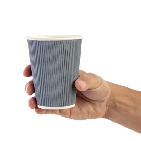 Fiesta Recyclable Hot Cup Ripple Wall Charcoal 12oz (Box 500)