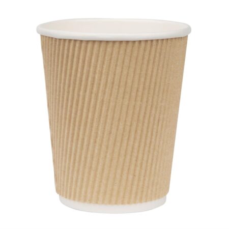 Fiesta Recyclable Hot Cup Ripple Wall Kraft 8oz (Box 500)