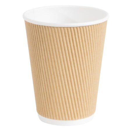 Fiesta Recyclable Hot Cup Ripple Wall Kraft 12oz (Box 500)