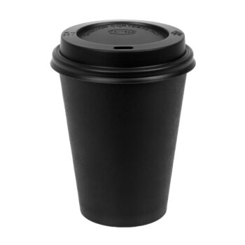 Fiesta Hot Cups Single Wall Black with Black Lid - 340ml (12oz) (Sleeve 1000)