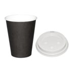 Fiesta Hot Cups Single Wall Black with White Lid - 340ml (12oz) (Sleeve 1000)