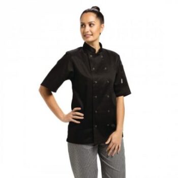 Whites Vegas Unisex Chefs Jacket Short Sleeve Black