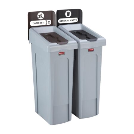 Rubbermaid Slim Jim Two Stream Recycling Station 87Ltr 1 Rubbermaid Slim Jim Two Stream Recycling Station 87Ltr
