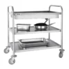 Vogue Deep Tray Clearing Trolley 3 Tier St/St - 940x855x535mm 37x33 1/2x21"