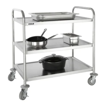 EDLP Vogue 3 Tier Flat Pack Trolley St/St - 940x537x875mm 37x21x34 1/2"