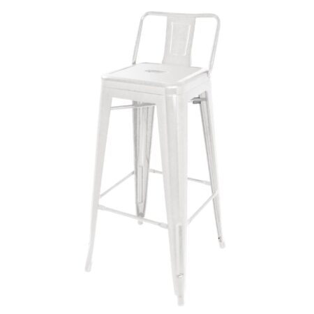 Bolero Bistro Steel High Stool With Backrest White (Pack of 4)