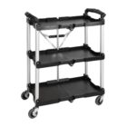 Vogue 3 Tier PP Folding Trolley Black - 835x660x430mm 32x26x17"
