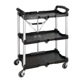 Vogue 3 Tier PP Folding Trolley Black - 835x660x430mm 32x26x17"