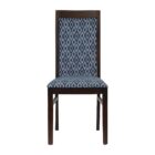 Brooklyn Padded Back Dark Walnut Dining Chair with Blue Diamond Padded Seat and Back (Pack of 2)