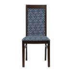 Brooklyn Padded Back Dark Walnut Dining Chair with Blue Diamond Padded Seat and Back (Pack of 2)