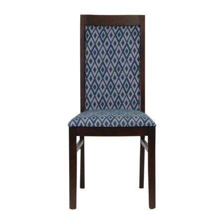 Brooklyn Padded Back Dark Walnut Dining Chair with Blue Diamond Padded Seat and Back (Pack of 2)