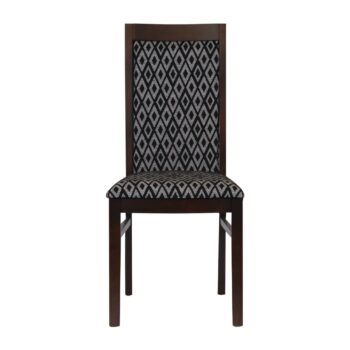Brooklyn Padded Back Dark Walnut Dining Chair with Black Diamond Padded Seat and Back (Pack of 2)