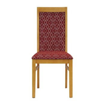 Brooklyn Padded Back Soft Oak Dining Chair with Red Diamond Padded Seat and Back (Pack of 2)