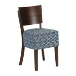 Asti Padded Dark Walnut Dining Chair with Blue Diamond Deep Padded Seat and Back (Pack of 2)