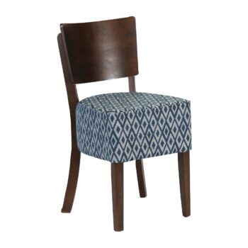 Asti Padded Dark Walnut Dining Chair with Blue Diamond Deep Padded Seat and Back (Pack of 2)