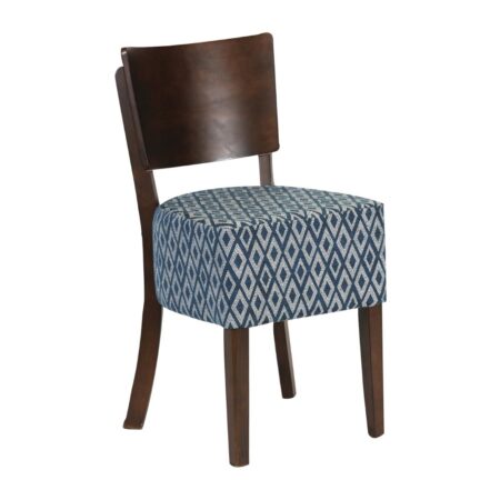 Asti Padded Dark Walnut Dining Chair with Blue Diamond Deep Padded Seat and Back (Pack of 2)