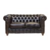 Chesterfield Leather Two-Seater Sofa Antique Brown