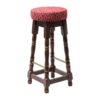 Classic Dark Wood High Bar Stool with Red Diamond Seat (Pack of 2)