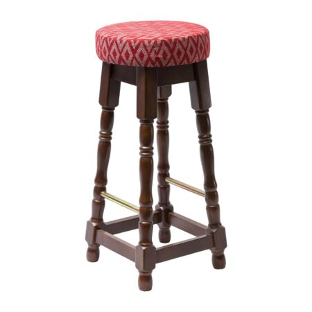 Classic Dark Wood High Bar Stool with Red Diamond Seat (Pack of 2) 1 Classic Dark Wood High Bar Stool with Red Diamond Seat (Pack of 2)