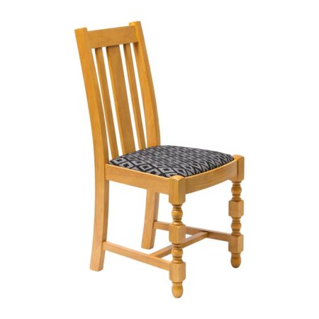 Mayfair Soft Oak High Back Dining Chair with Black Diamond Padded Seat (Pack of 2)